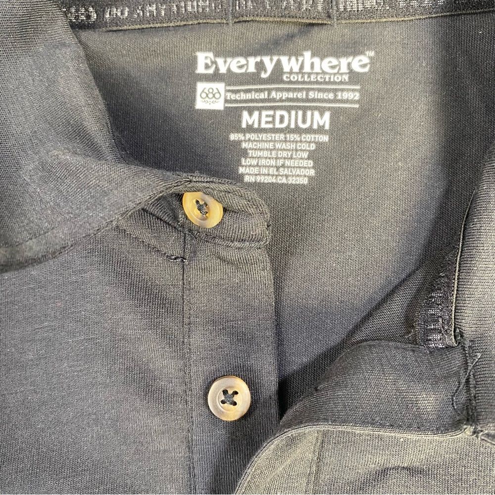 686 Men’s Everywhere Tech Polo Black Polo Shirt Size-Medium - Picture 11 of 13